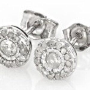 Solid 10k White Gold DIamond .50ct halo stud earrings pre owned